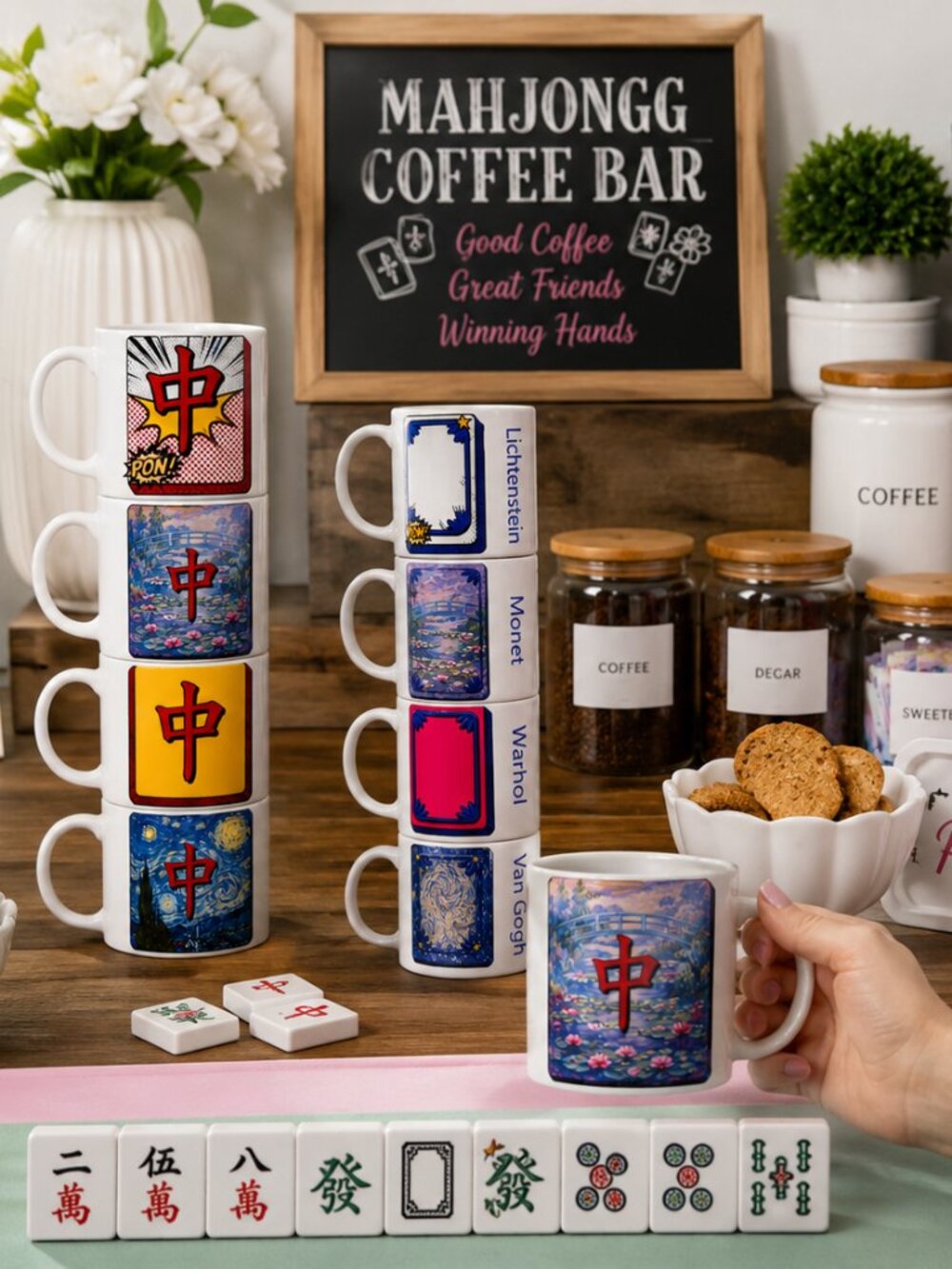Dragon Mahj-Art 4 stackable 10 oz mugs